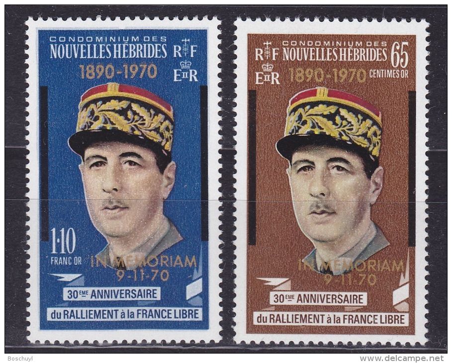 Nouvelles Hebrides, 1971, De Gaulle, MNH Overprinted, Michel 303-304 - New Hebrides - Otros & Sin Clasificación