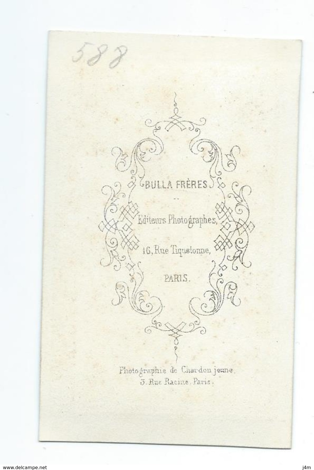 .Ancienne PHOTO Circa 1860 CDV De CHARDON, Rue Racine à PARIS (75), édit. BULLA Frères.. CHIEN - Anciennes (Av. 1900)