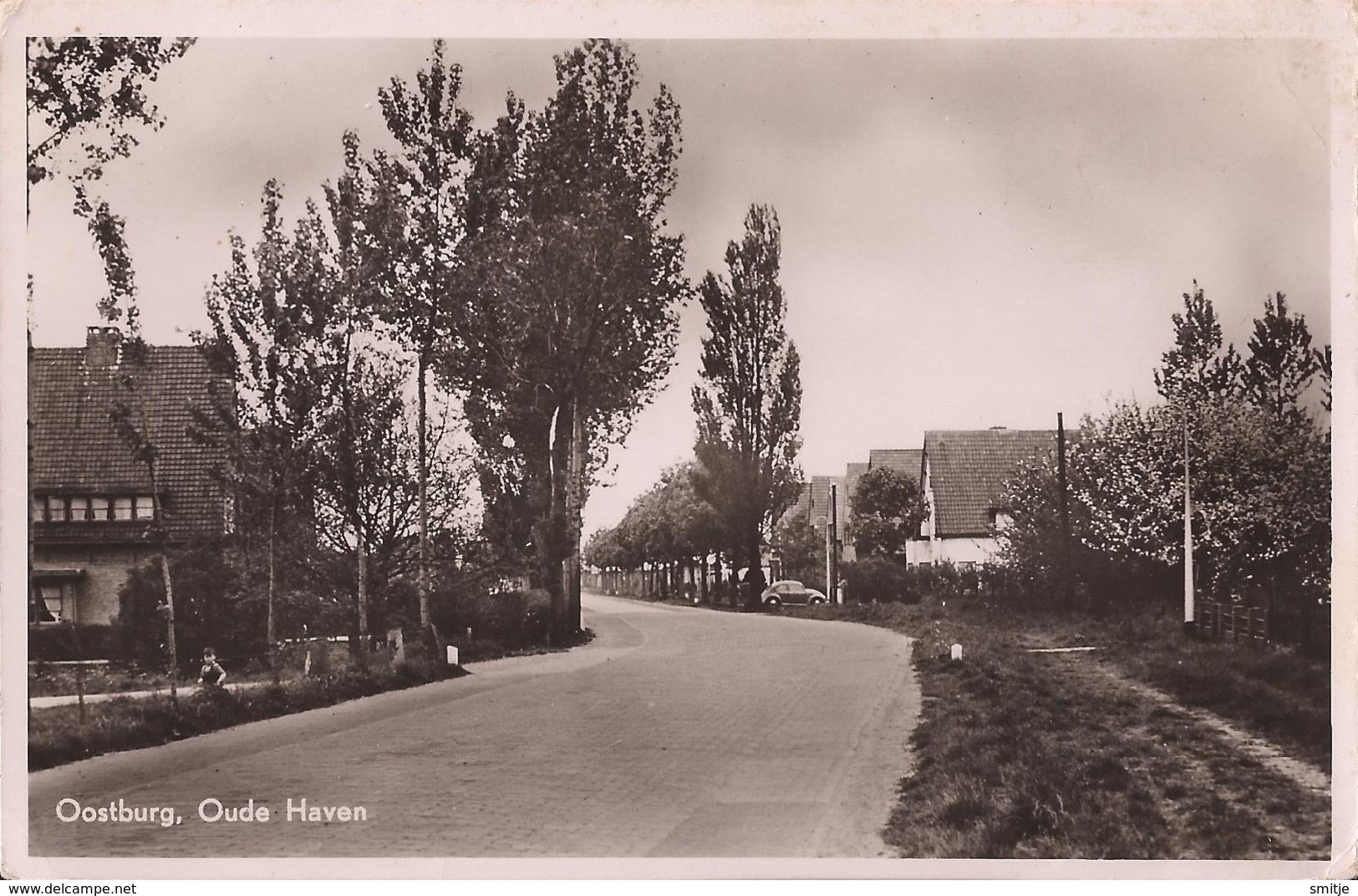 OOSTBURG GEM. SLUIS 1954 DORPSZICHT OUDE HAVEN - UITG. BRONSWIJK - GELOPEN KAART - Sluis