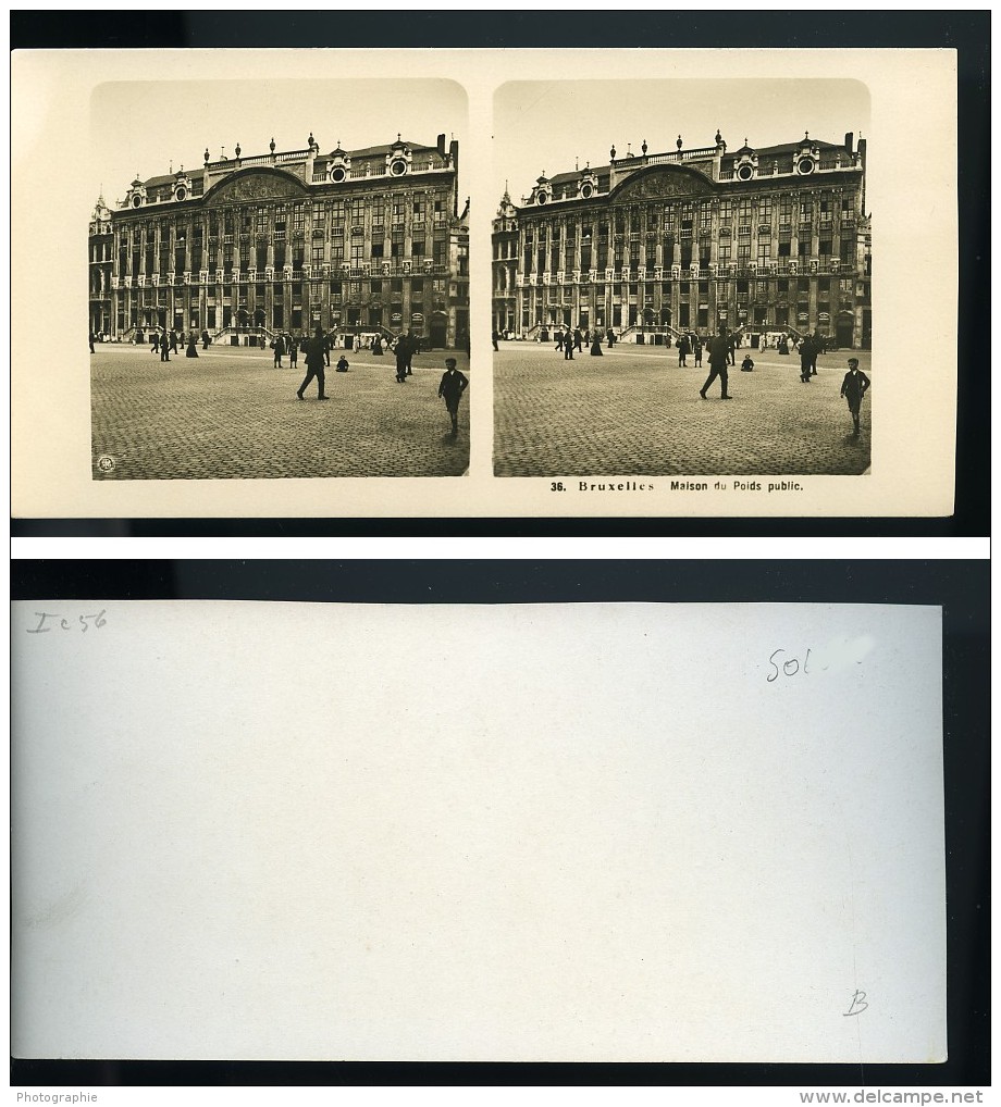 Belgique Bruxelles Maison Des Ducs De Brabant Maison Du Poids Public Ancienne Photo Stereo NPG 1900 - Stereoscopic