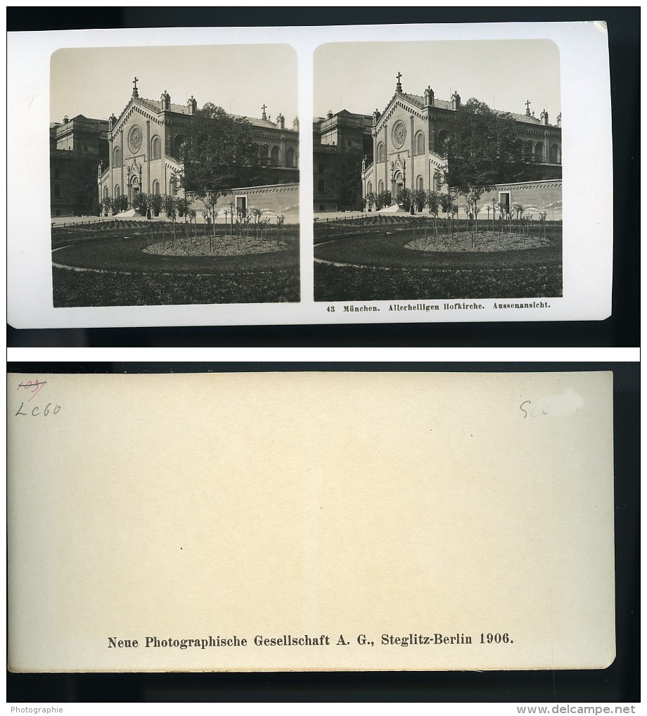 Allemagne Munich Eglise Allerheiligen-Hofkirche Münchner Residenz Ancienne Photo Stereo NPG 1900 - Stereoscopio