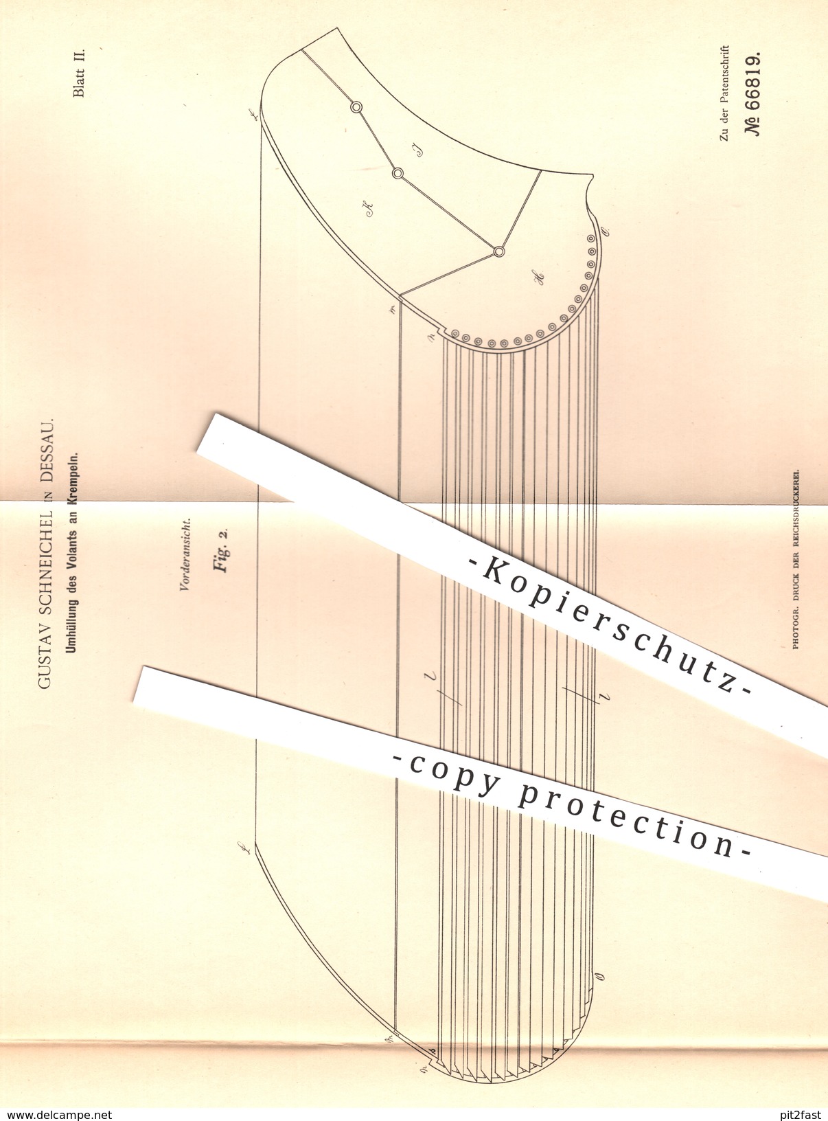 Original Patent - Gustav Schneichel , Dessau , 1892 , Umhüllung Von Volant An Krempeln | Spinnen , Spinnerei , Krempel ! - Historische Dokumente