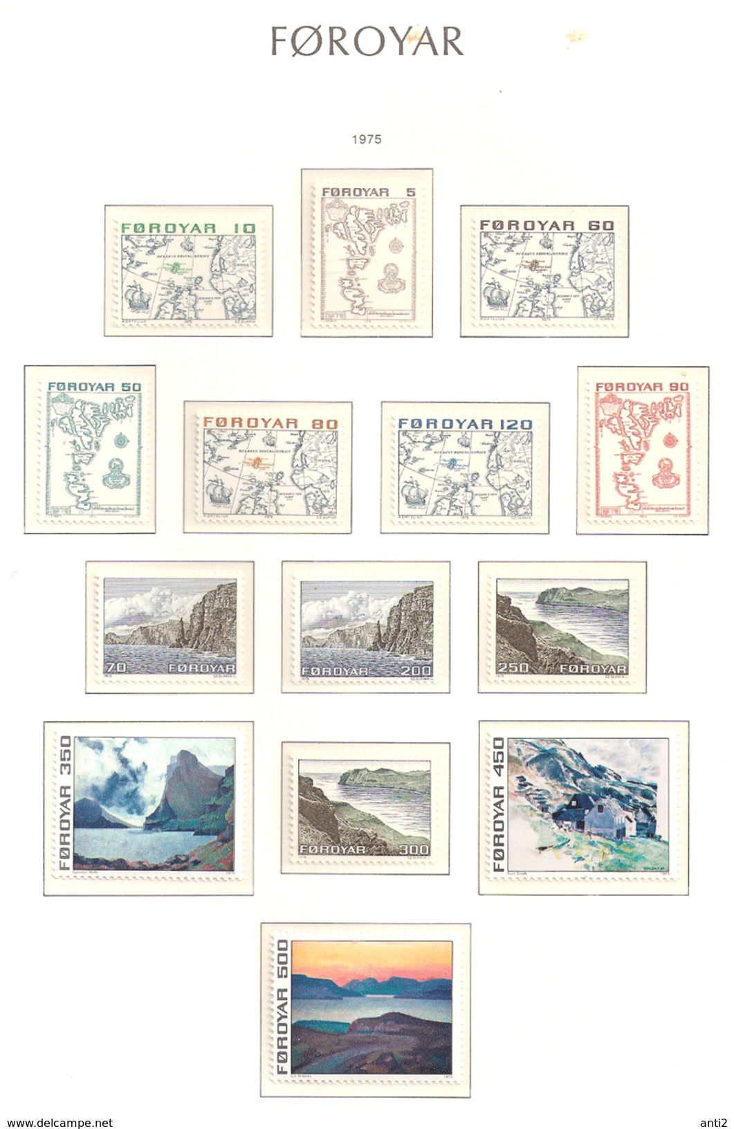 Faroe Islands 1975 Maps, Sceneries, Paintings, Mi 7-20, MNH(**) - Faroe Islands