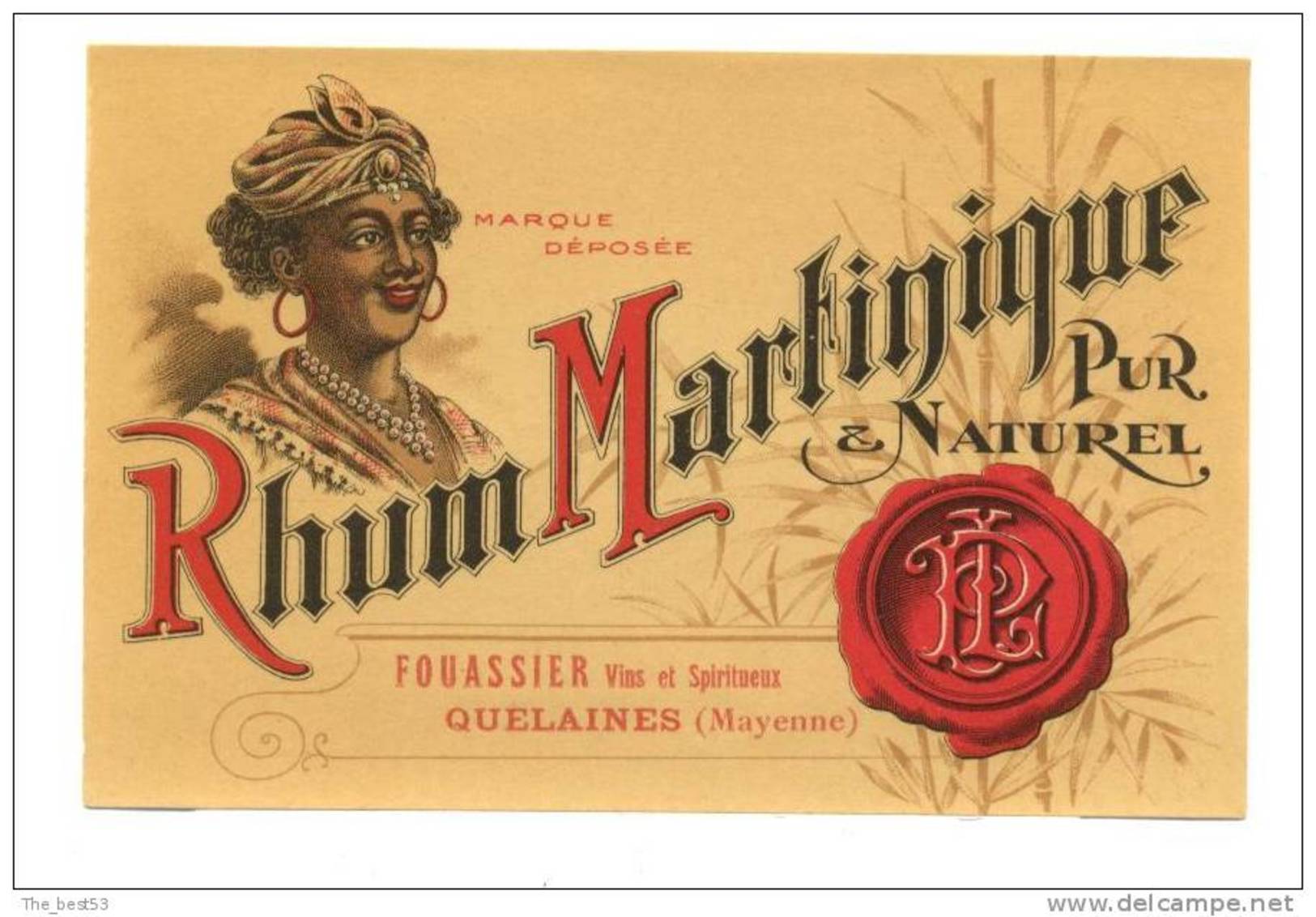 Etiquette De Rhum Martinique Pur Et Naturel    -  Fouassier à Quelaines (53) - Rhum