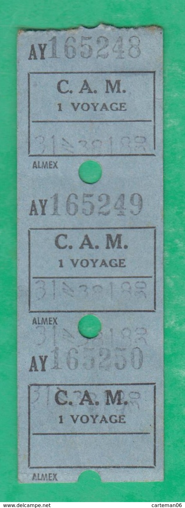 Titre De Transport  - AY 165248 - C.A.M 1 Voyage - Europe