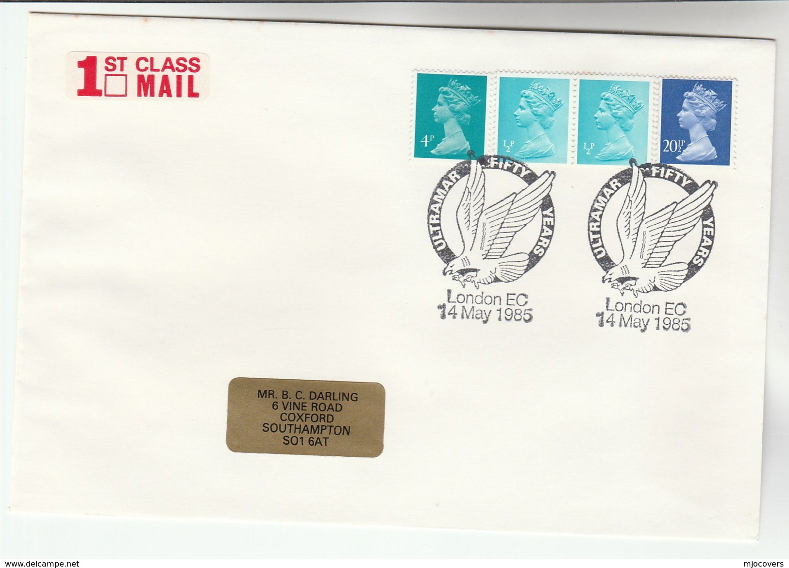 1985 GB Stamps COVER EVENT Pmk Illus BIRD OF PREY, ULTRAMAR 50th ANNIV - Eagles & Birds Of Prey