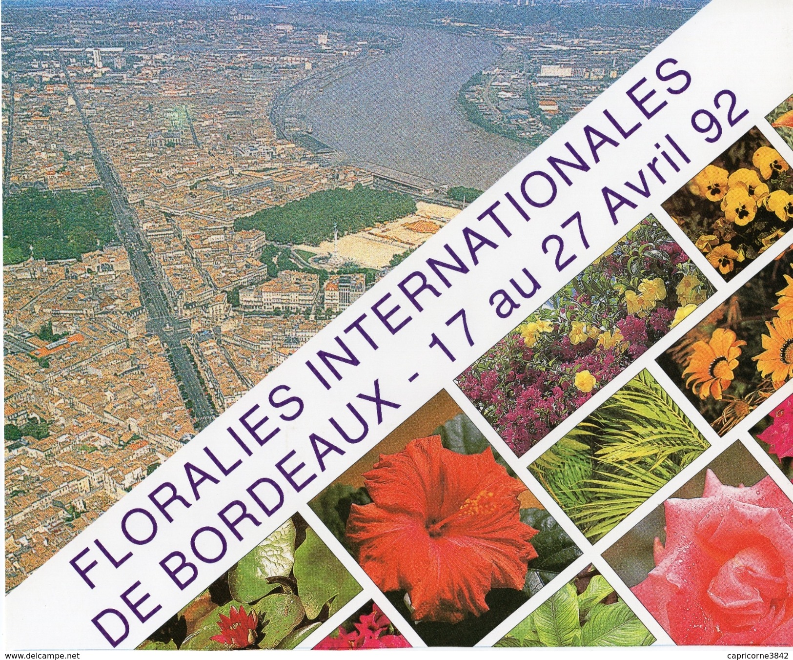 1992 - Encart Des Floralies Internationales De Bordeaux Les 17 Et 18 Avril - Cachets Commémoratifs