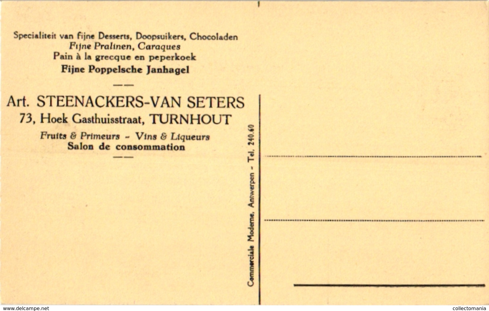 1PC Winkel Chocolade En Suikerbonen Brood Bakkerij Boter Kaas Hoek Gasthuisstraat  Steenackers-van Seters - Turnhout