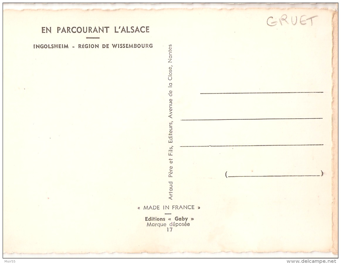 CPSM - FOLKLORE - FRANCE- Illustrateur P. Welcome - En Parcourant L'Alsace  :  Ingolsheim - Région De Wissembourg - Welcome P.