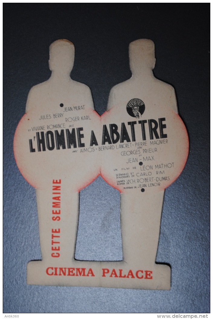Carton Publicitaire Découpis Sortie Du Film L'Homme à Abattre De Léon Mathot Avec Viviane ROMANC Jules BERRY Roger KARL - Publicité Cinématographique
