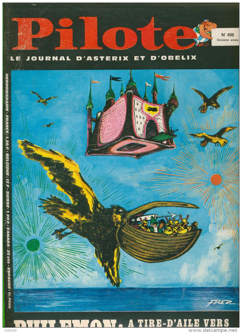 BD - PILOTE - LE JOURNAL D'ASTÉRIX ET OBÉLIX No 496, 1969 - PHILEMON, A TIRE-D'AILE VERS LE CHATEAU SUSPENDU - 52 PAGES - Pilote