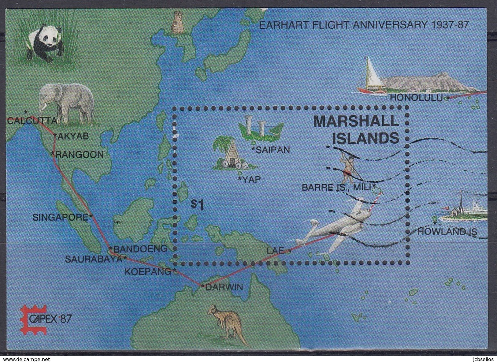 ISLAS MARSHALL 1987 HB-3 USADO - Islas Marshall