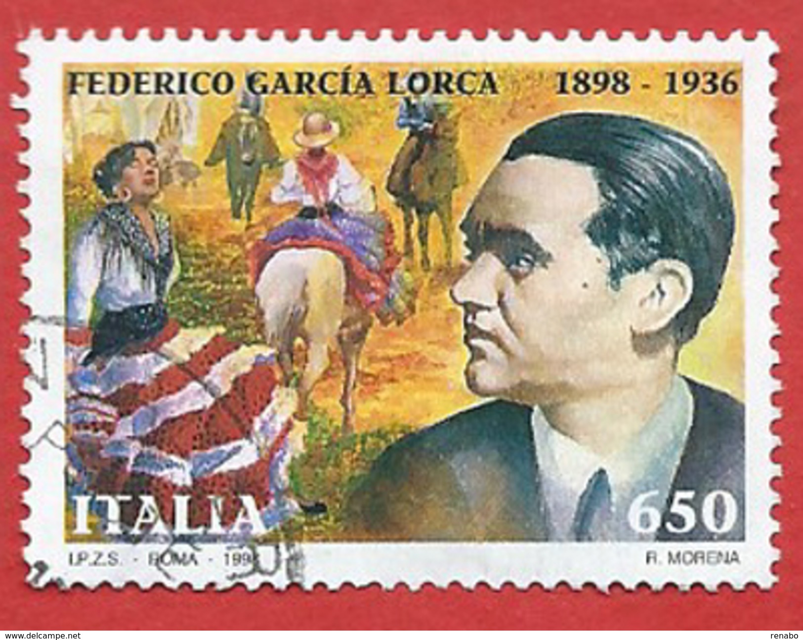Italia 1998; Federico Garcia Lorca, Centenario Della Nascita. Francobollo Usato Da Lire 650. - 1991-00: Usati