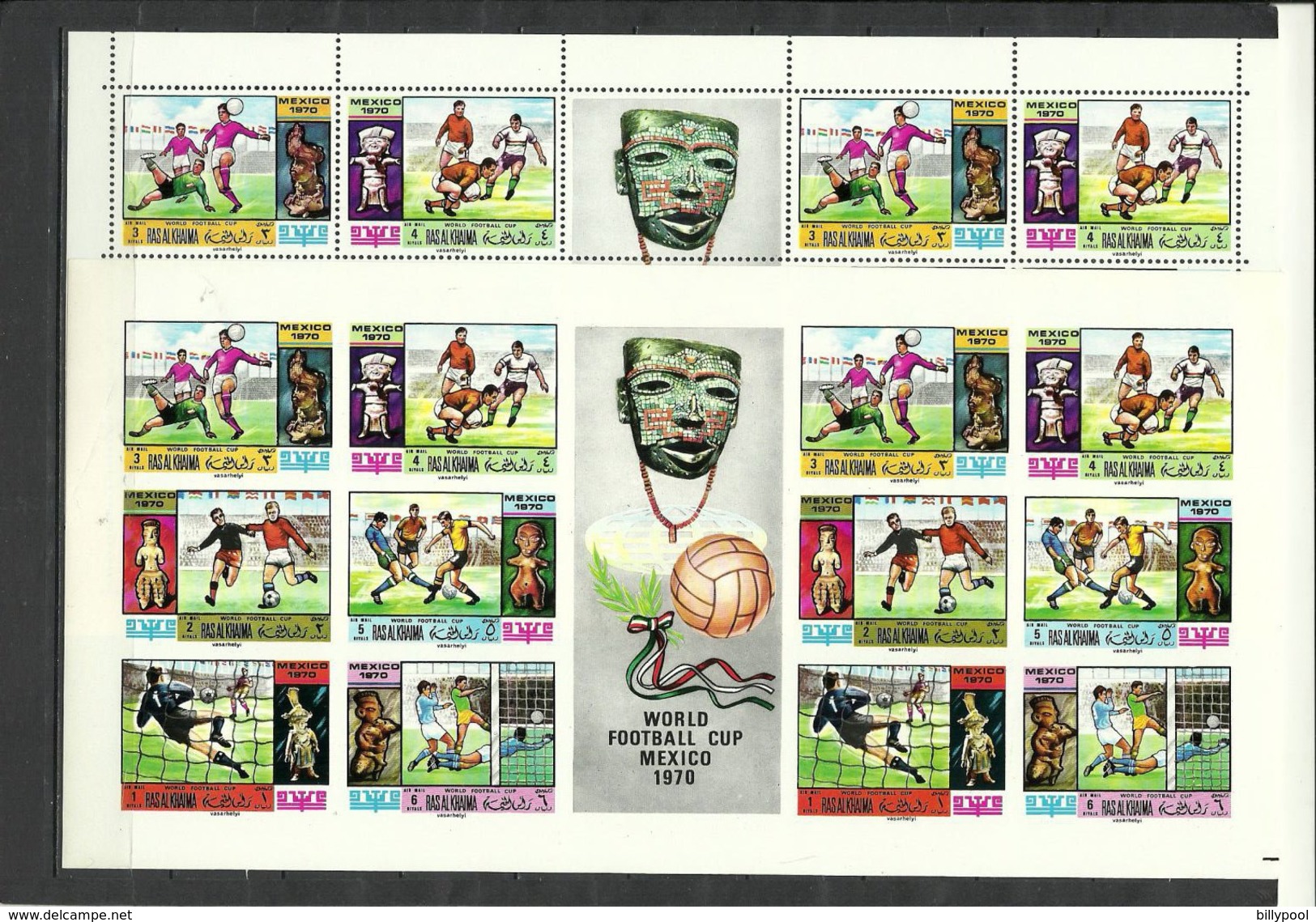 RAS AL KHAIMA   Football Soccer World Cup 1970  2 Sheetlets Without Overprints  Perf.+imperf. - 1970 – Mexique