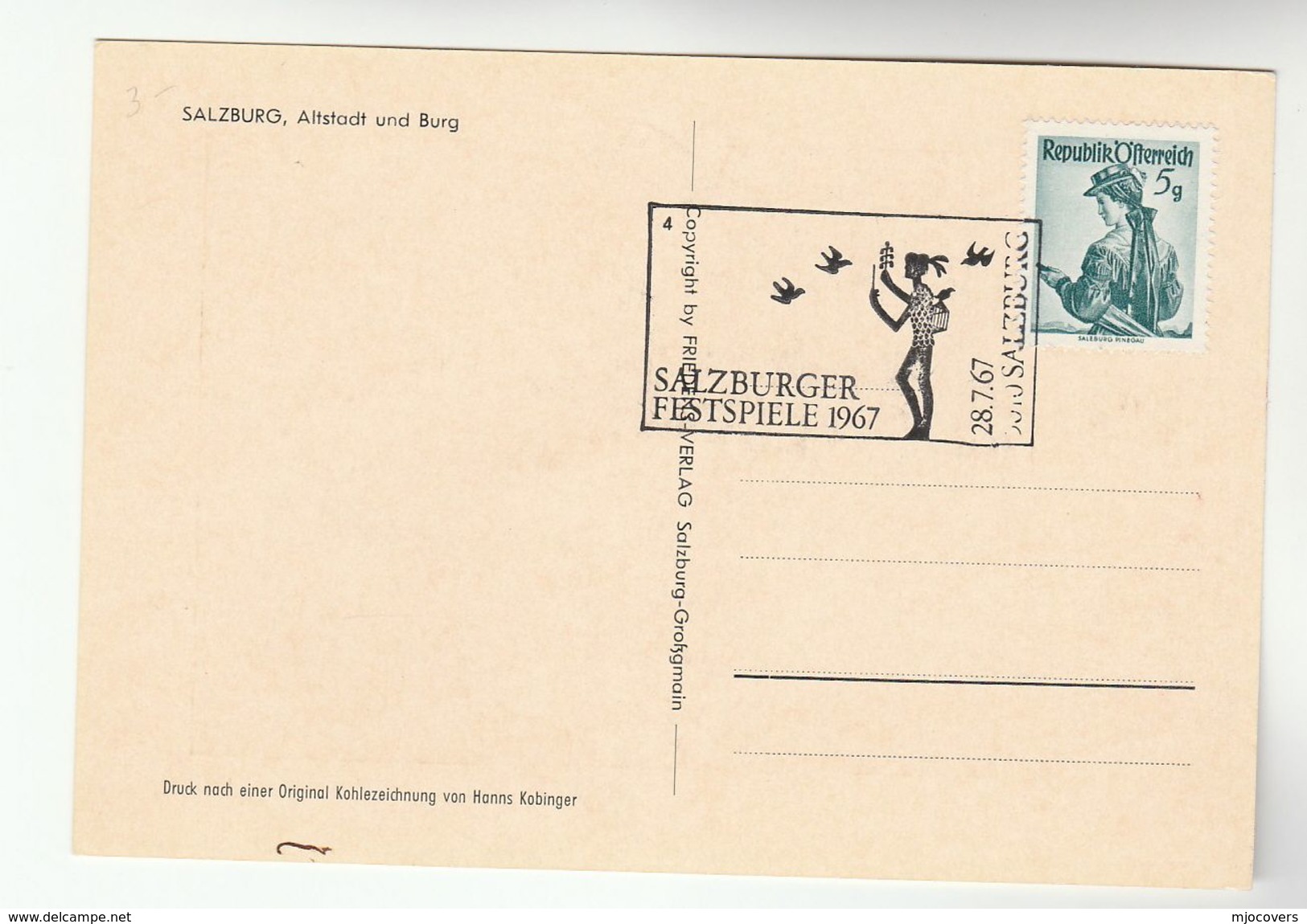 1967 SALZBURG FESTIVAL EVENT Cover Card Stamps Postcard Bird Music Theatre Austria - Music