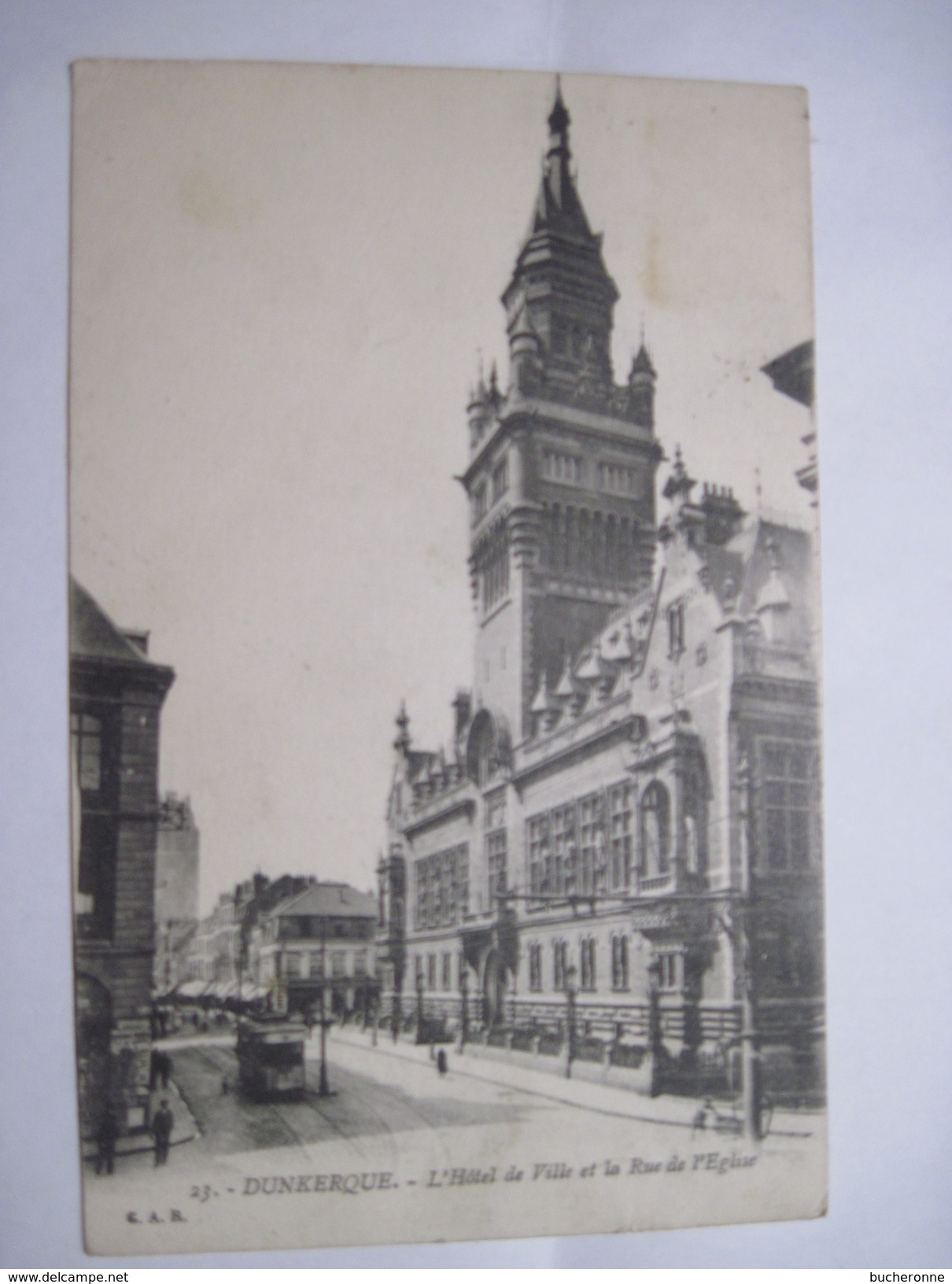 CPA  59 DUNKERQUE L'Hotel De Ville Et La Rue De L'Eglise 1917 T.B.E. - Douai