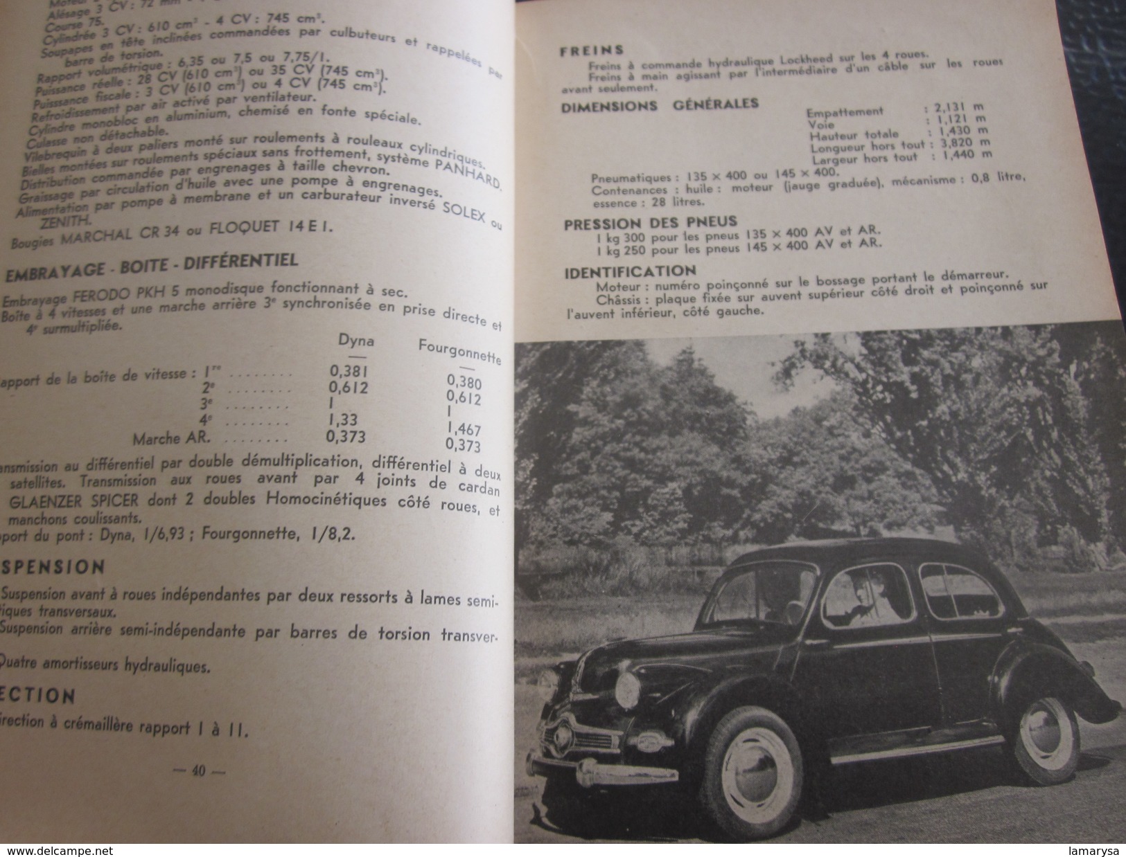 1954 DYNA PANHARD  LEVASSOR MANUEL NOTICE D'ENTRETIEN ORIGINAL VOITURE AUTOMOBILE-sécurité-durée-Faire défiler les scans