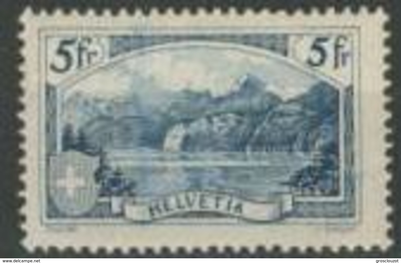 Svizzera 1928 N. 230 Fr. 5 Azzurro Vedute (firma Incisore A Destra) MLH Cat. &euro; 200 - Nuovi