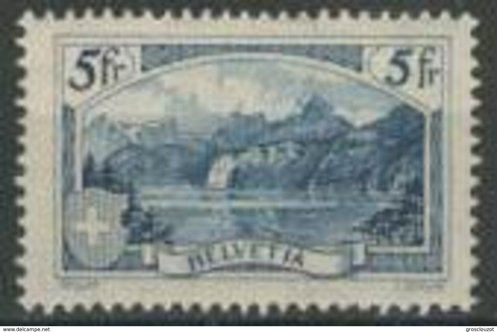 Svizzera 1928 N. 230 Fr. 5 Azzurro Vedute (firma Incisore A Destra) MLH Cat. &euro; 200 - Nuovi