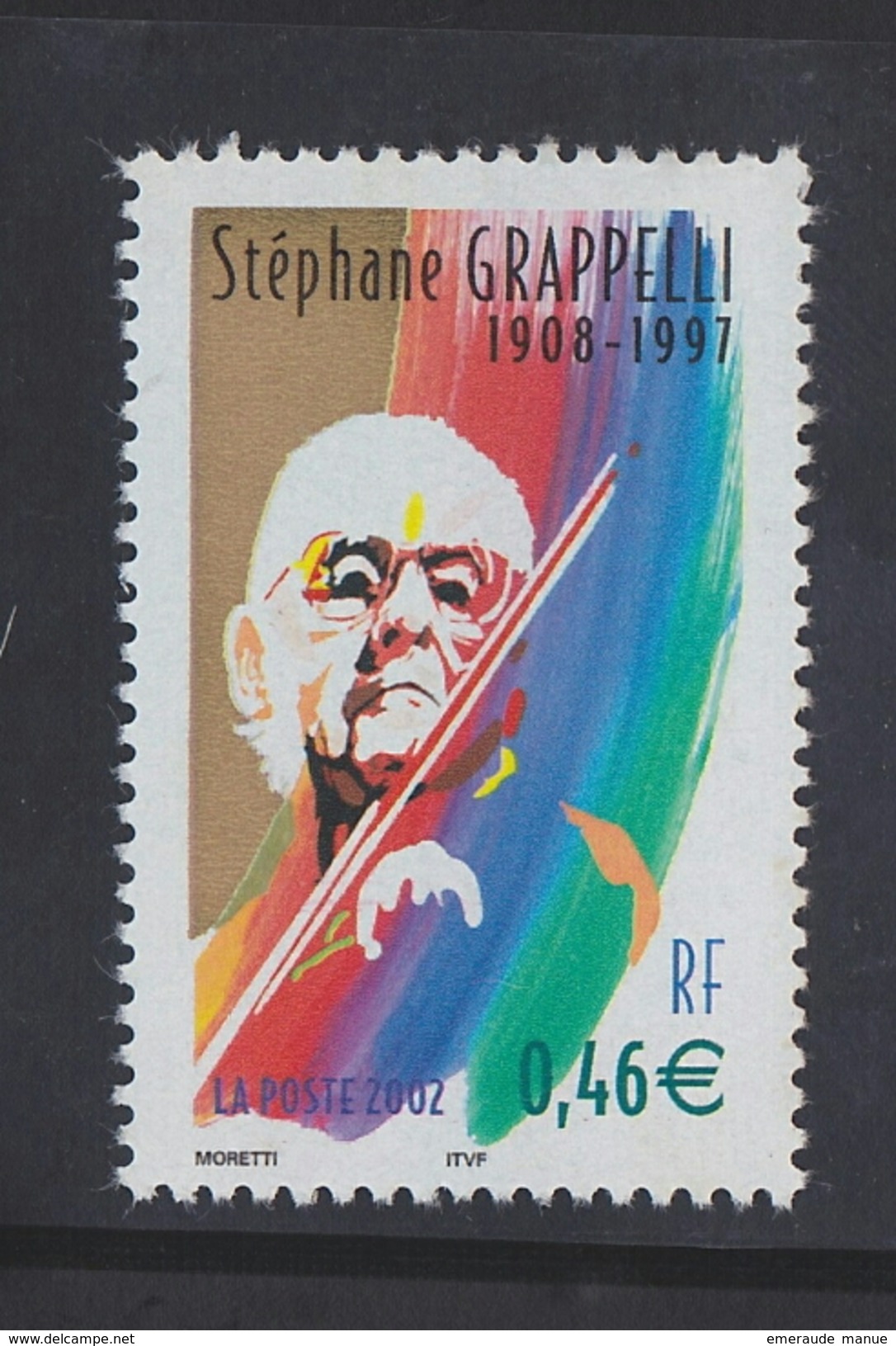 2002 - TIMBRE NEUF - Personnages Célèbres - Grands Interprètes De Jazz - STEPHANE GRAPPELLI  - N° YT : 3504 - Neufs
