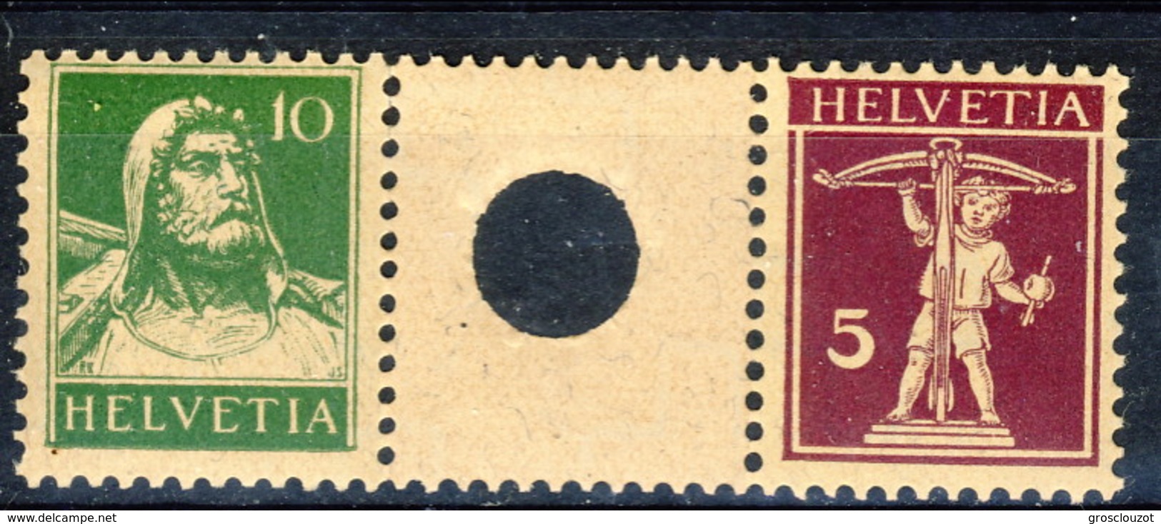 Svizzera Intespazi-foro Piccolo S28 N. 162+198 (10+5) MNH Cat. &euro; 800 PROBABILE FALSO - Tete Beche