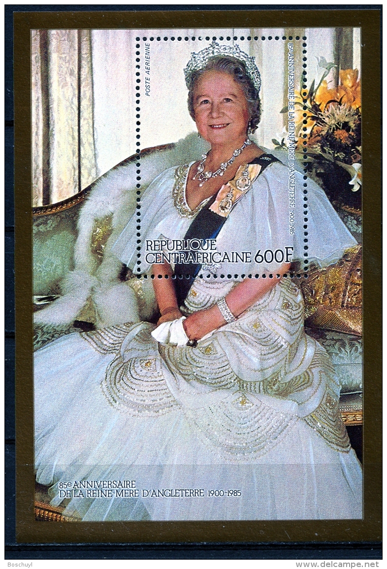 Central African Republic, 1985, Queen Elizabeth, 85th Birthday, Royal, MNH Sheet, Michel Block ? - Zentralafrik. Republik