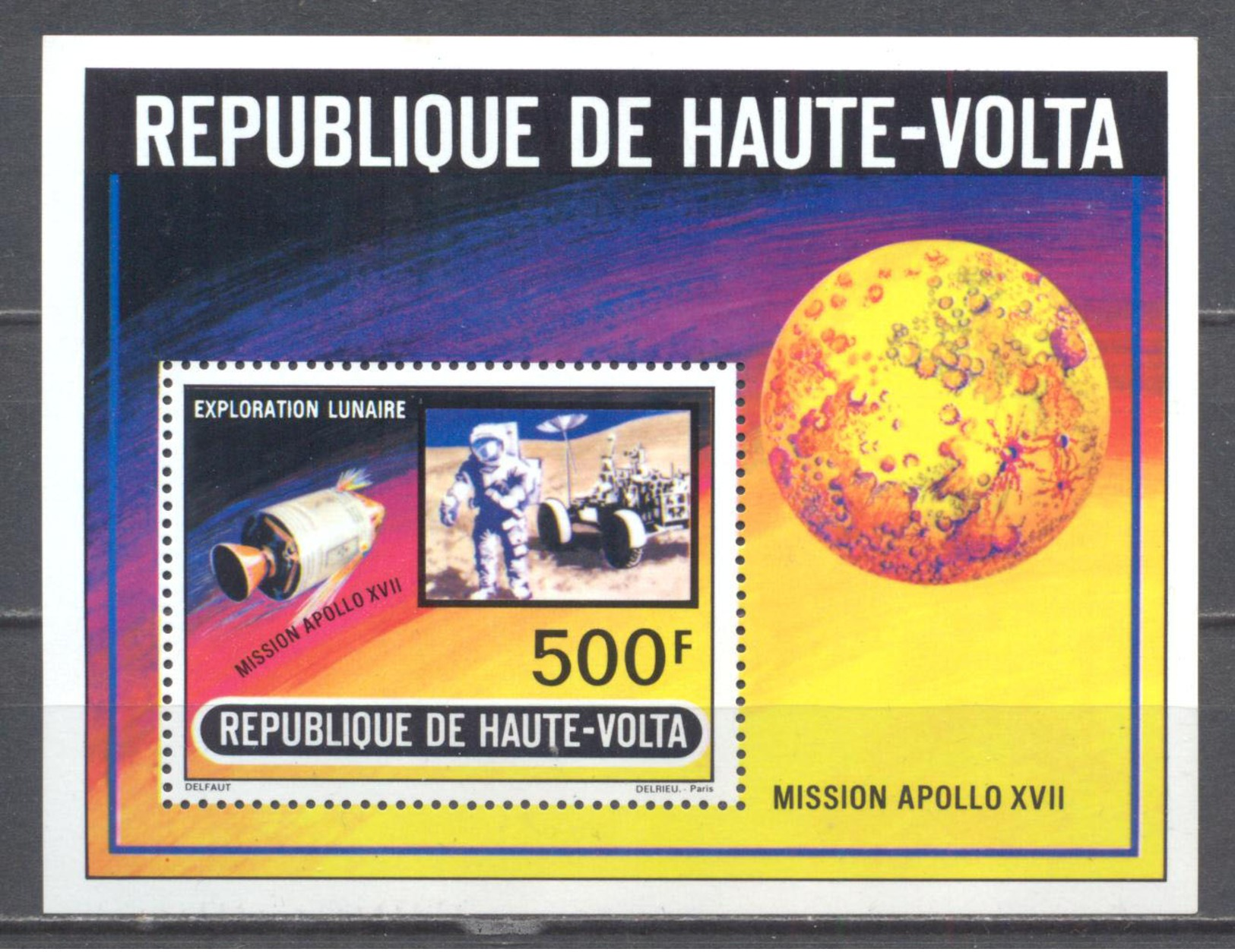 Haute-Volta Bloc-feuillet YT N°5E Mission Apollo XVII Neuf ** - Alto Volta (1958-1984)