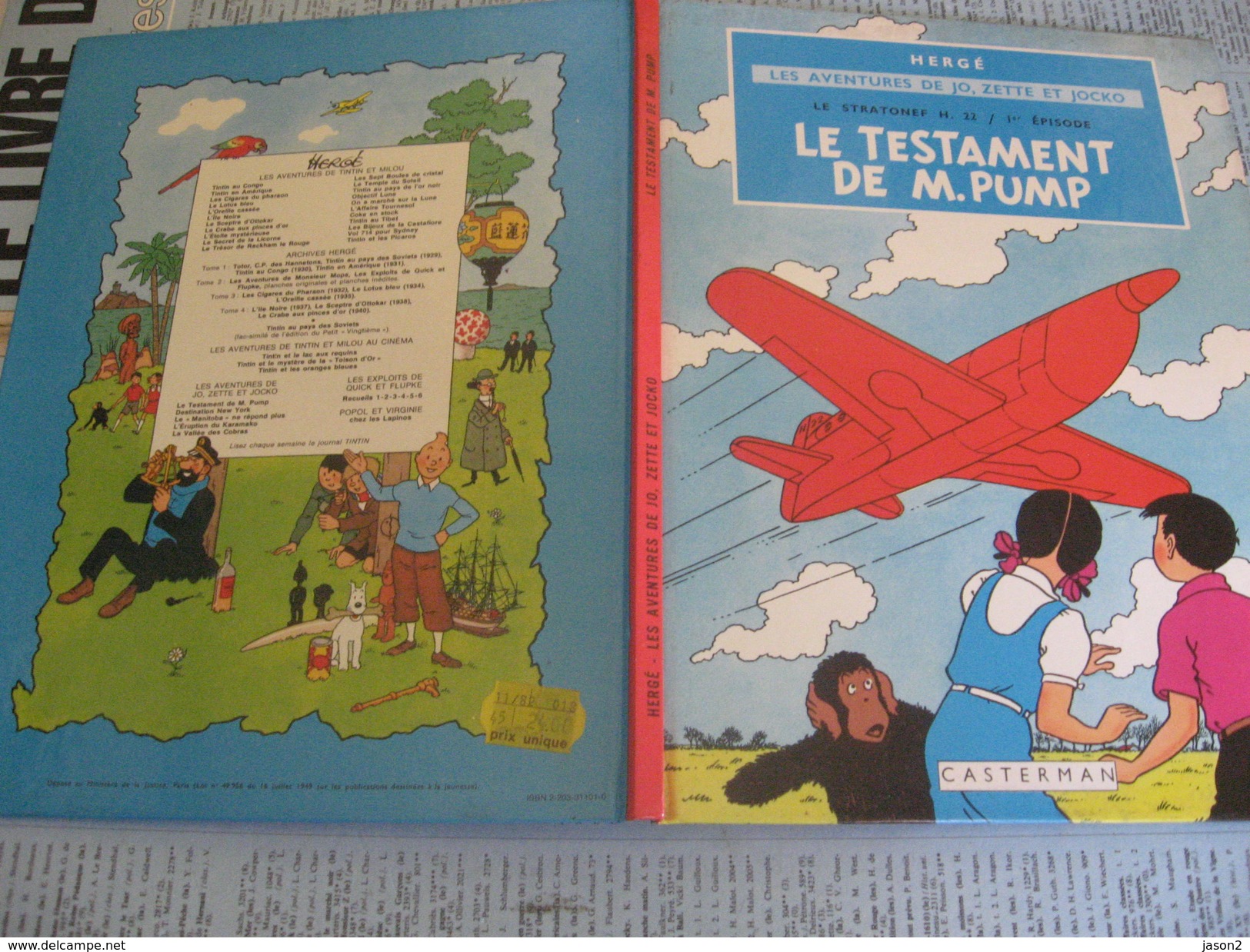 BD HERGE Les Aventures De Jo Zette Et Jocko Le Testament De Mr Pump 1982 - Hergé