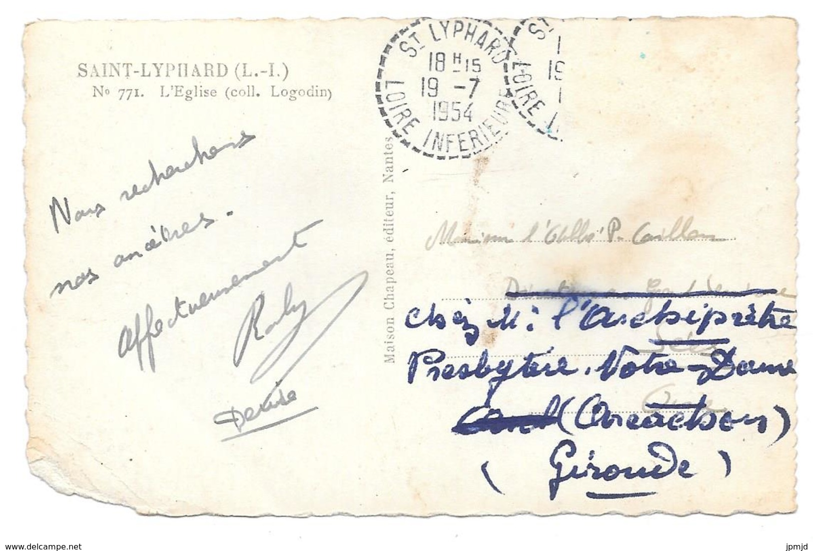 44 - SAINT LYPHARD - L'Eglise (coll. Logodin) - Ed. Chapeau N° 771 - 1954 - MAUVAIS ÉTAT - Saint-Lyphard