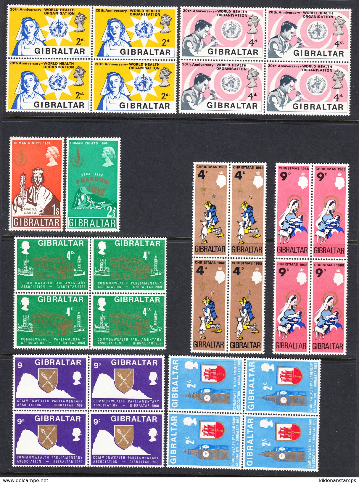 Gibraltar 1968-69 Mint No Hinge Sc# 213-221 SG 227-235 - Gibraltar