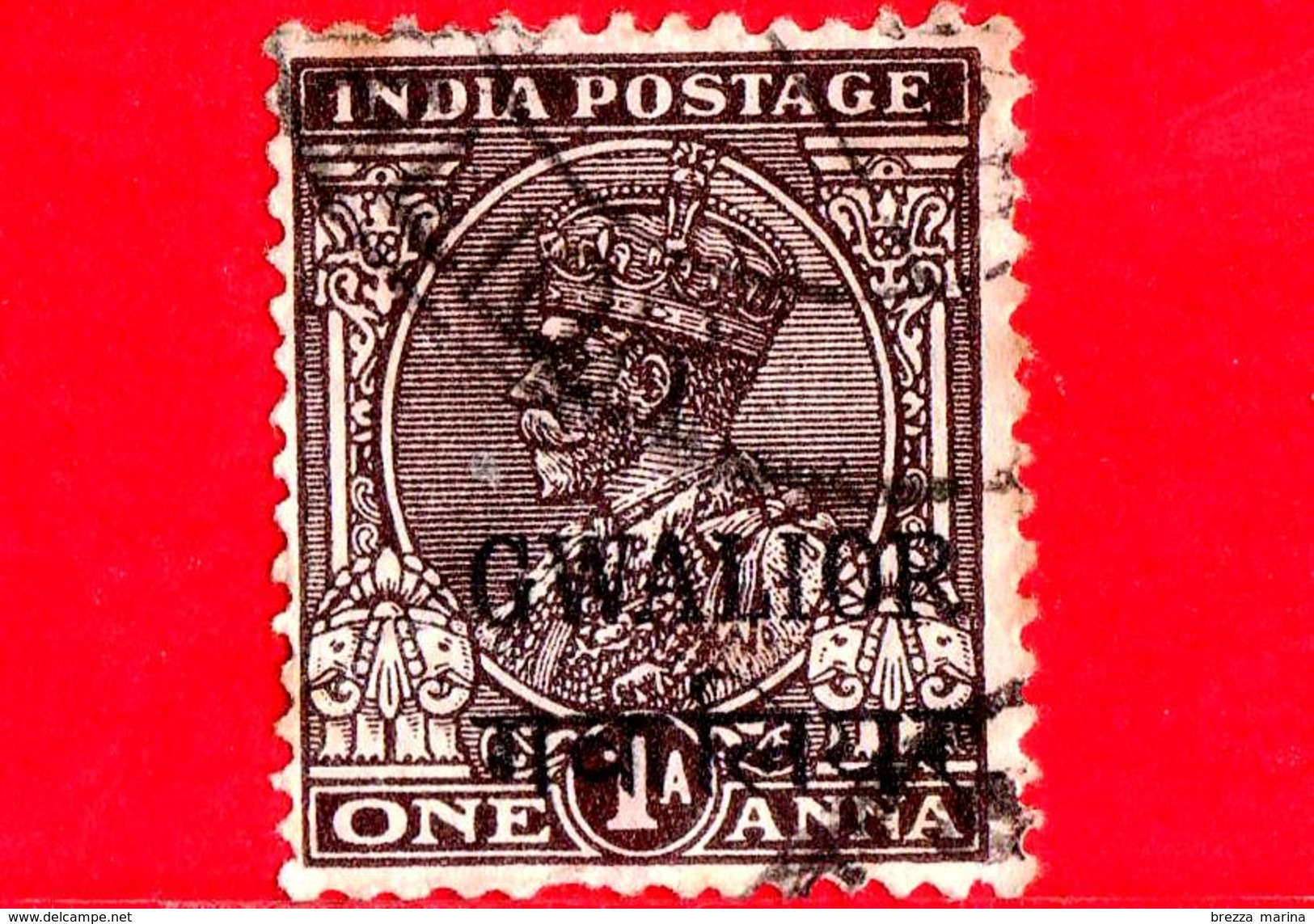 India - GWALIOR - Usato - 1936 - Re George V - Sovrastampato - 1 - Gwalior