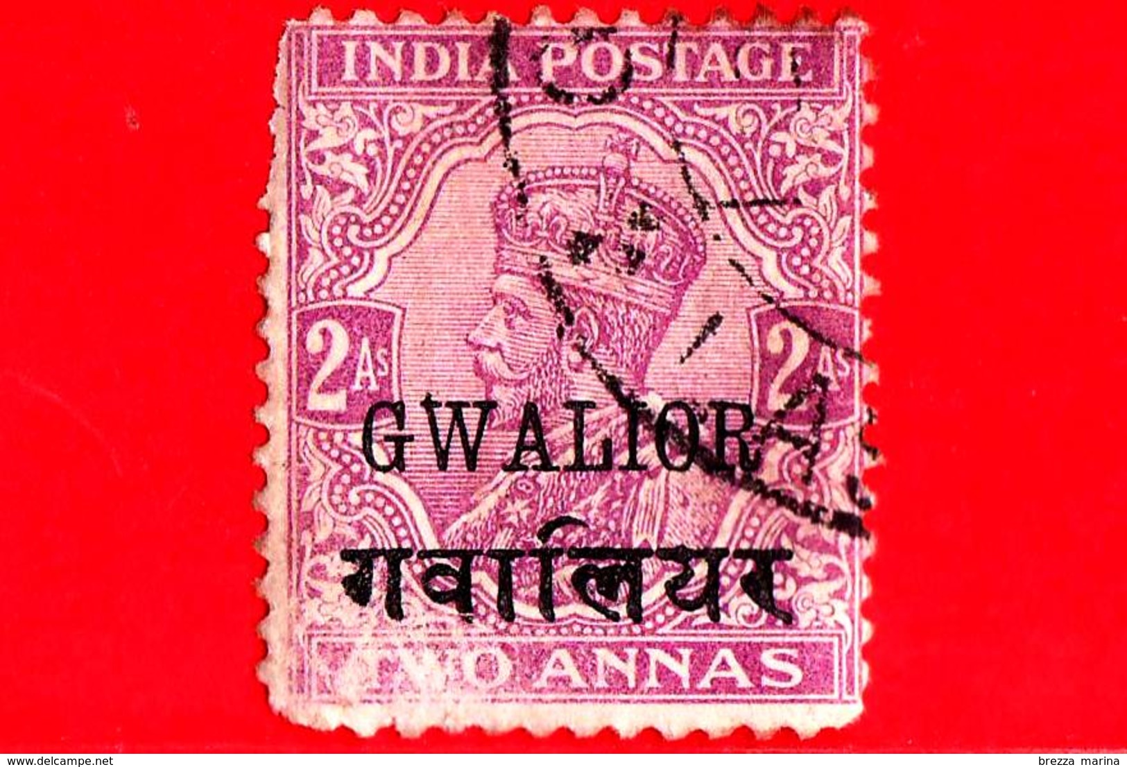India - GWALIOR - Usato - 1936 - Re George V - Sovrastampato - 2 - Gwalior