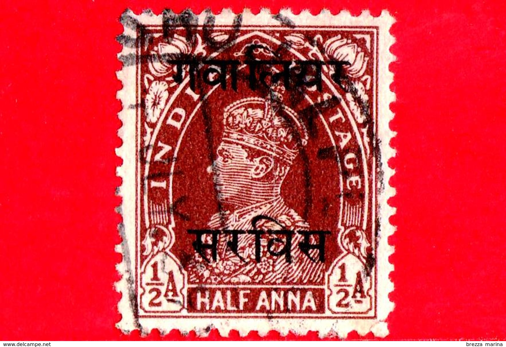 India - GWALIOR - Usato - 1938 - Re George VI - ½ - Gwalior