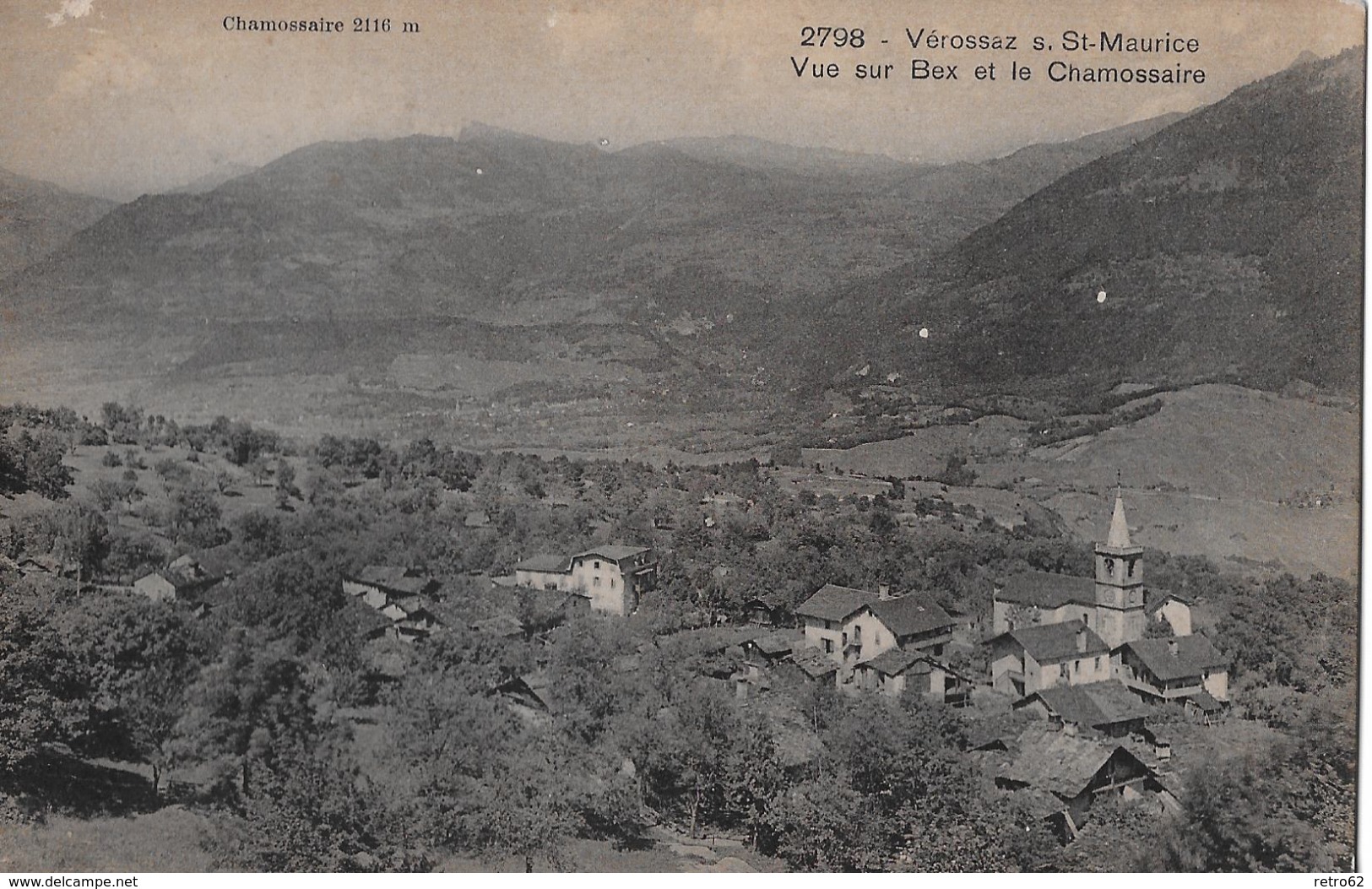 VÉROSSAZ &rarr; Dorfpartie Bei Der Kirche, Lichtdruck, Ca.1920 - Vérossaz