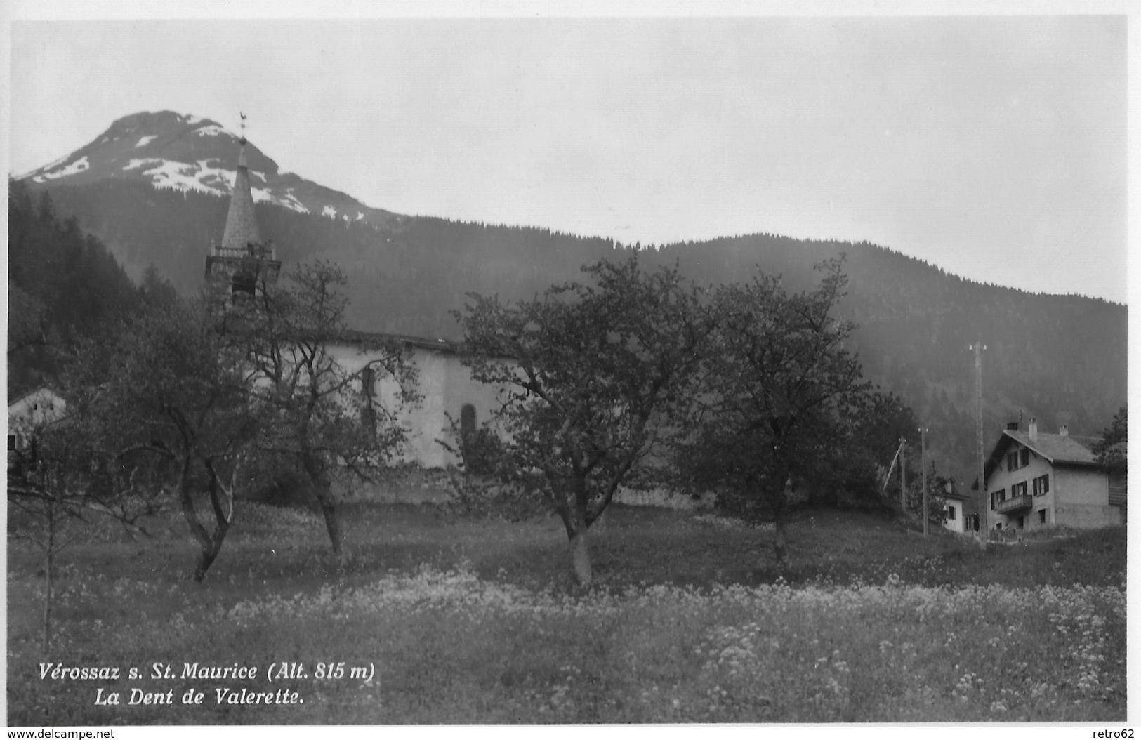 VÉROSSAZ &rarr; Dorfpartie Bei Der Kirche, Fotokarte Ca.1950 - Vérossaz