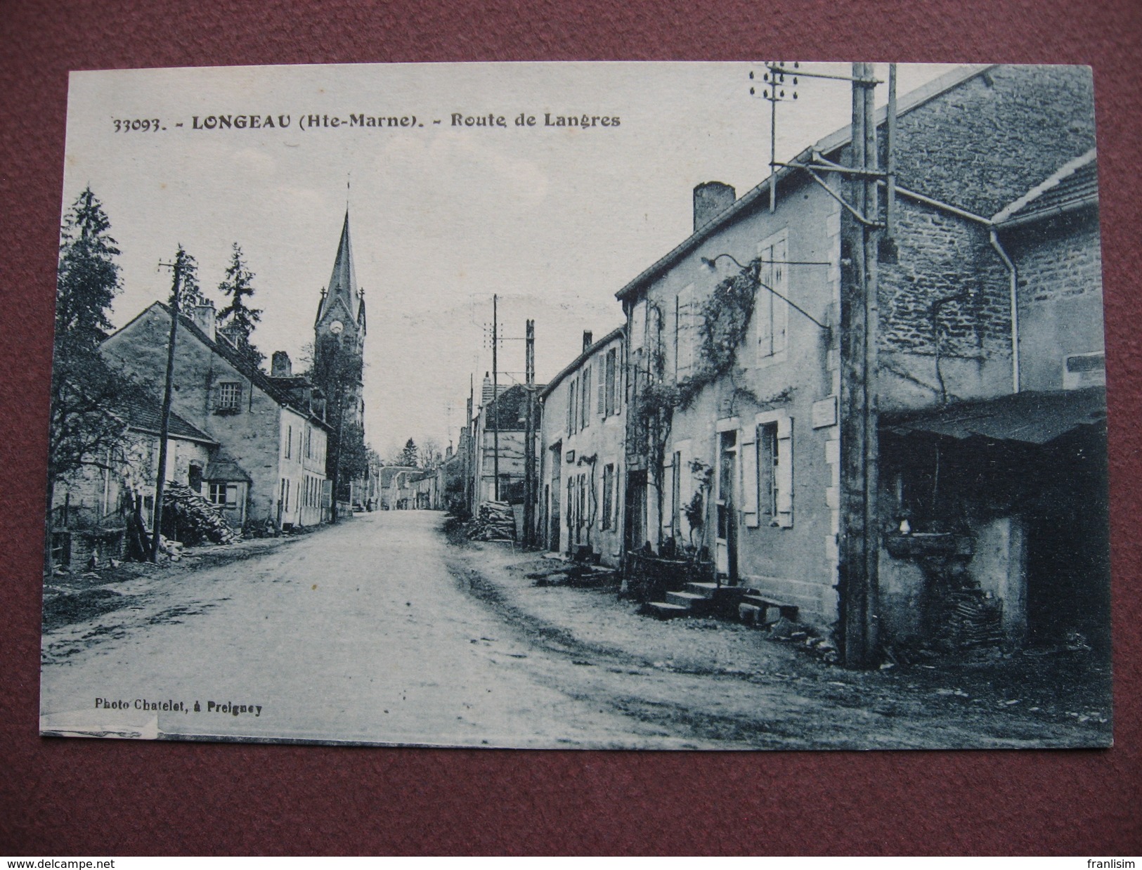 CPA 52 LONGEAU Route De Langres SEPIA GRIS BLEU Canton VILLEGUSIEN LE LAC - Le Vallinot Longeau Percey