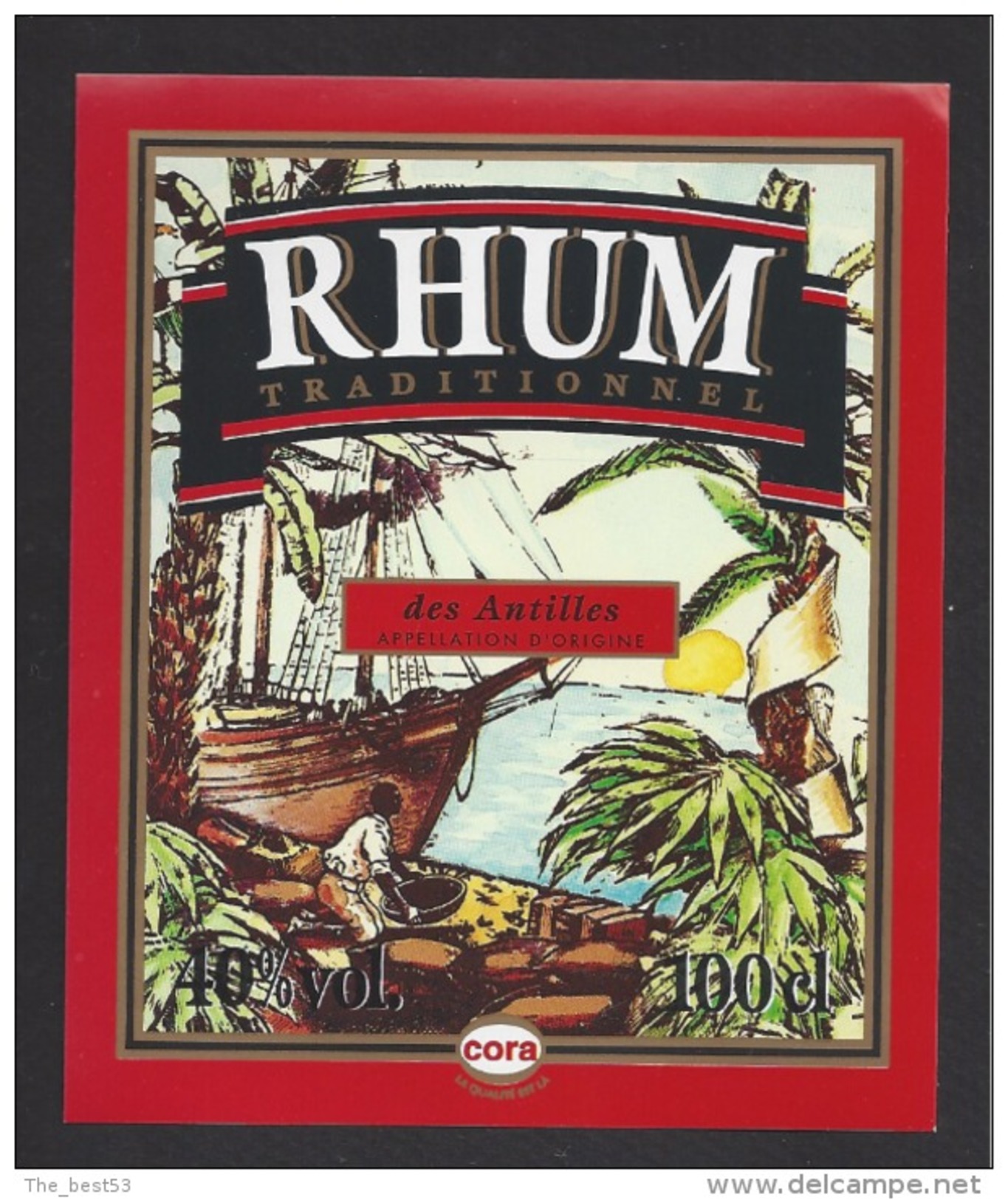 Etiquette De Rhum  Des Antilles  100cl  -  Cora - Rhum