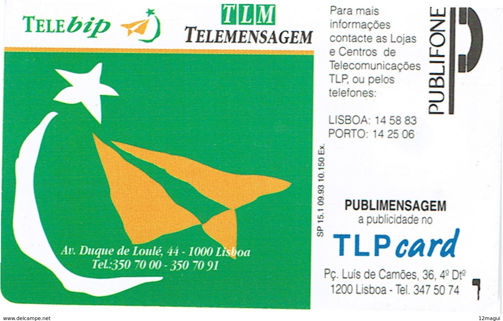 PHONECARDS-- PORTUGAL-CHIP--10U--TLM/TELEBIP  CHIP  SO3 - Portugal