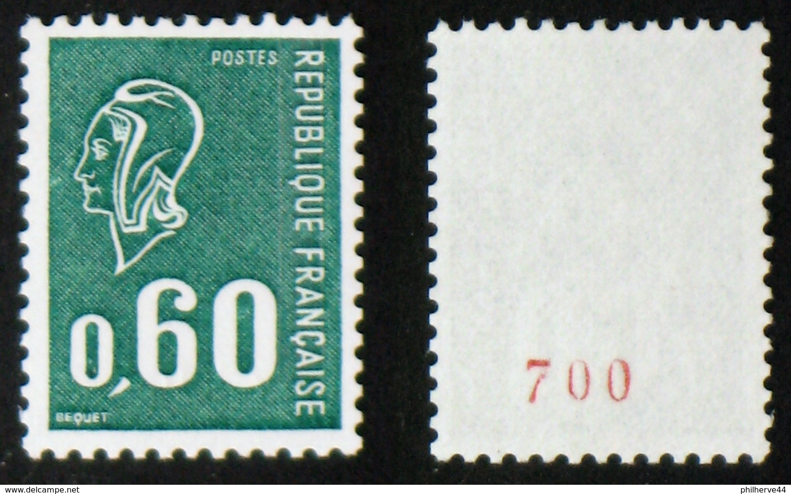 N° 1815b 60c Vert Gravé BEQUET Neuf N** N° Rouge TB Cote 25&euro; - Coil Stamps