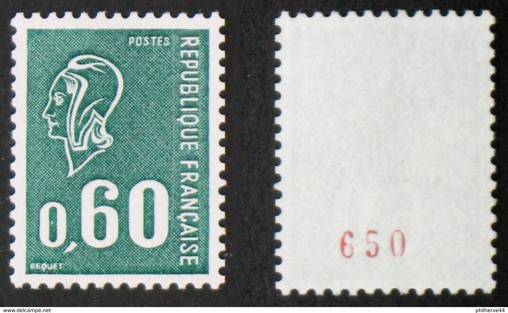 N° 1815b 60c Vert Gravé BEQUET Neuf N** N° Rouge TB Cote 25&euro; - Coil Stamps