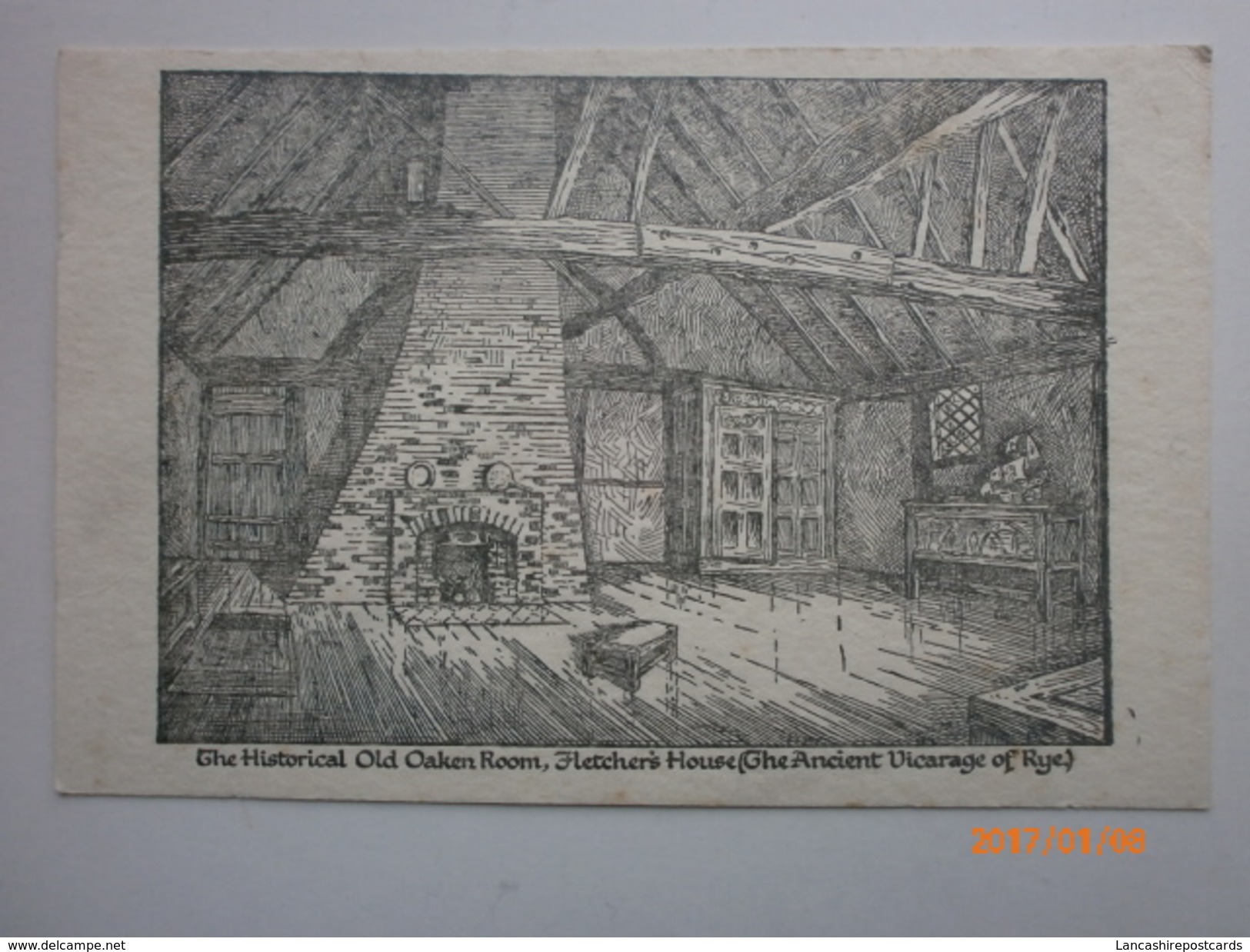 Postcard The Historical Old Oaken Room Fletchers House [ The Ancient Vicarage Of Rye ] East Sussex My Ref B1429 - Rye