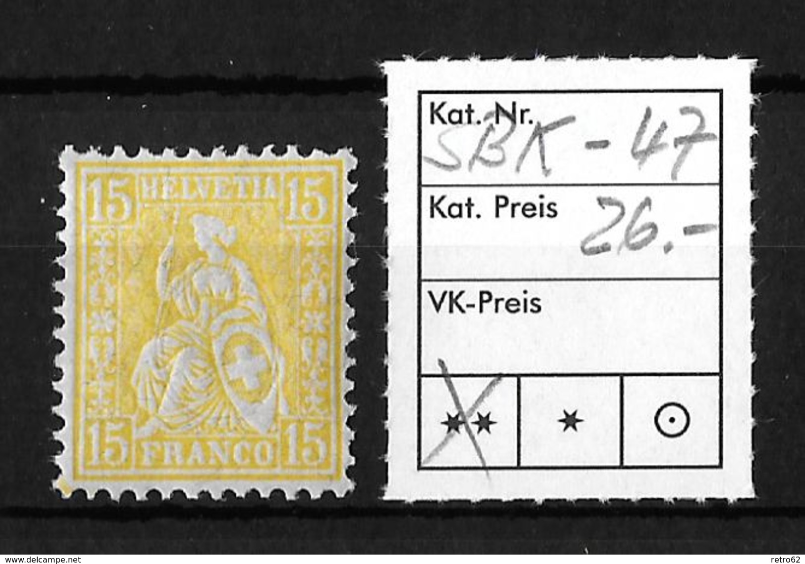 SITZENDE HELVETIA Gezähnt &rarr; SBK-47**   &#x25BA;EINWANDFREI&#x25C4; - Unused Stamps