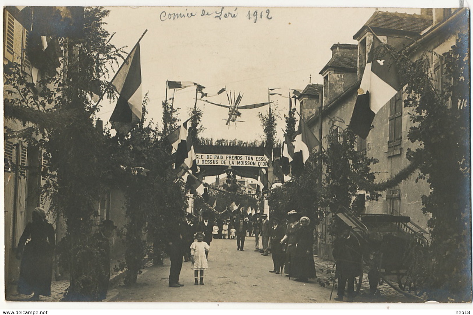 Léré Carte Photo Comice 1912 Arc De Triomphe Aviation Aigle De Paix - Lere