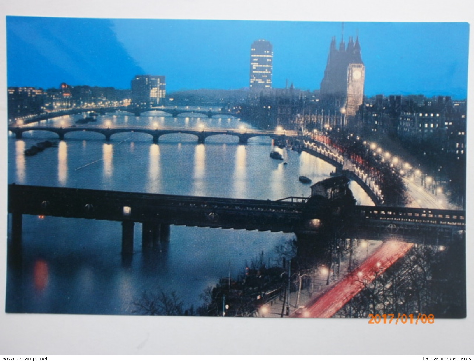 Postcard River Thames & Big Ben At Night London My Ref B1440 - Houses Of Parliament