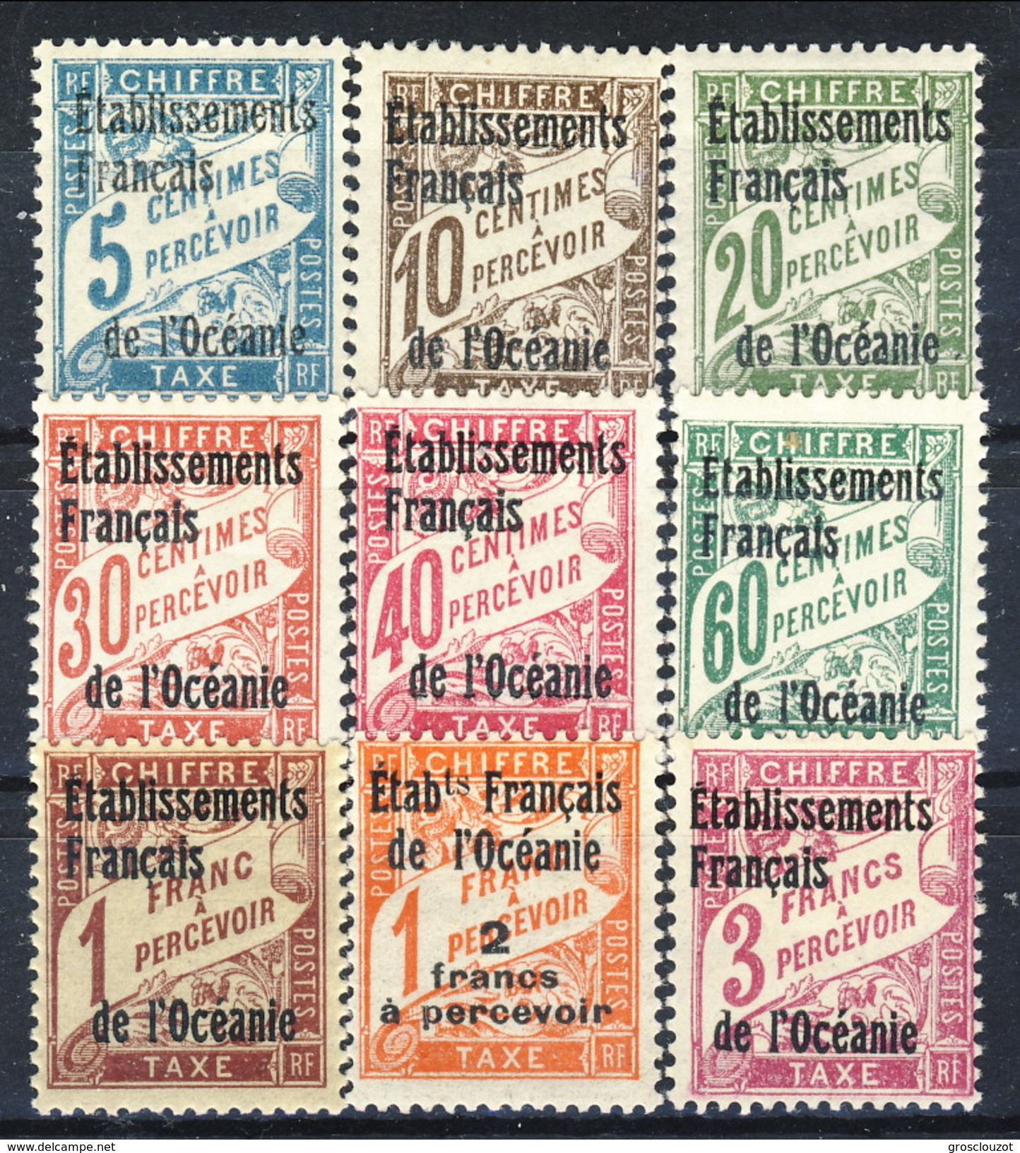 Oceania Tassse 1926-27 Serie N. 1-9 MH Cat. &euro; 38 - Timbres-taxe