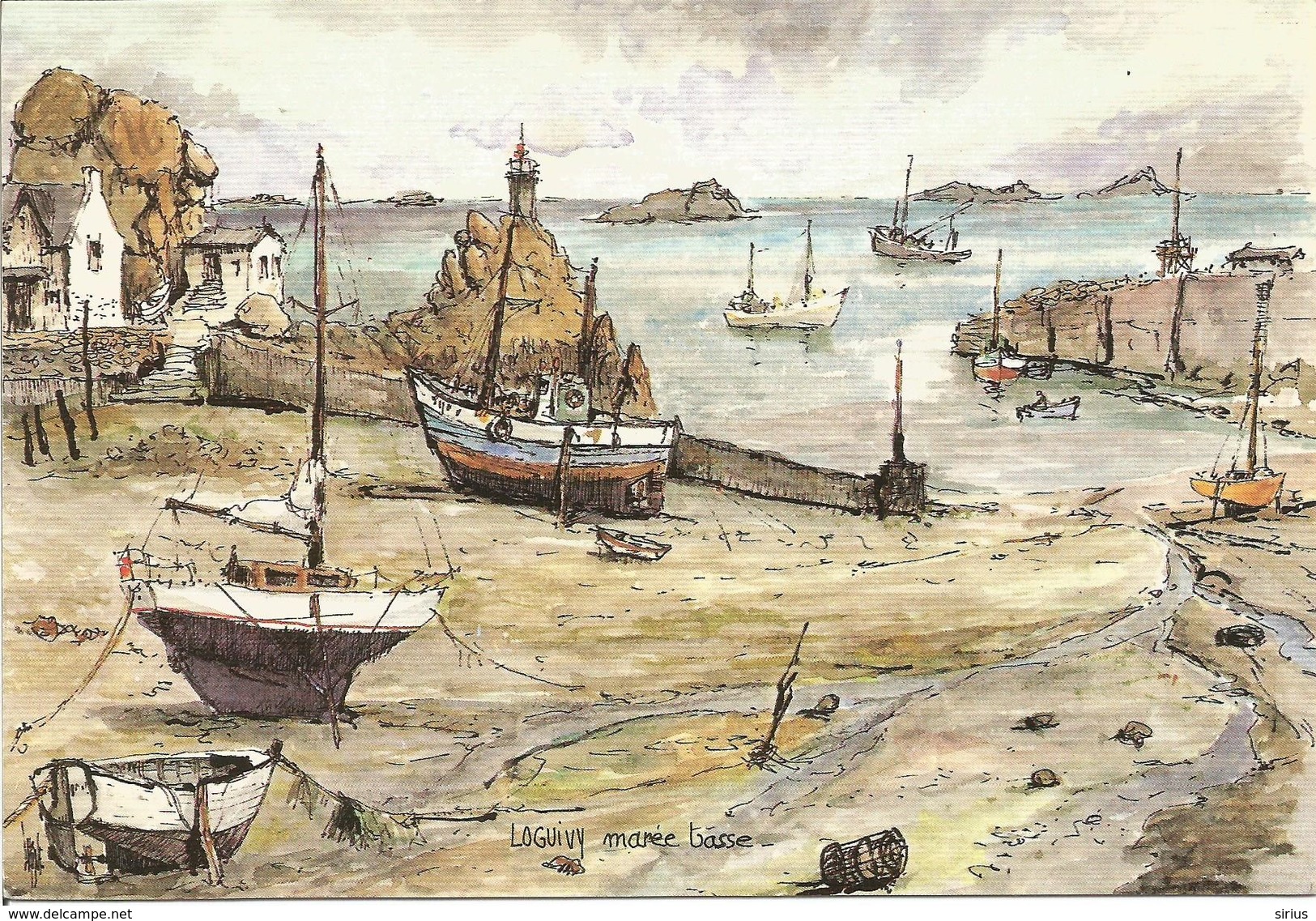 CP LOGUIVY ( Côtes D'Armor ) - Marée Basse - Aquarelle De Robert LEPINE - Andere & Zonder Classificatie