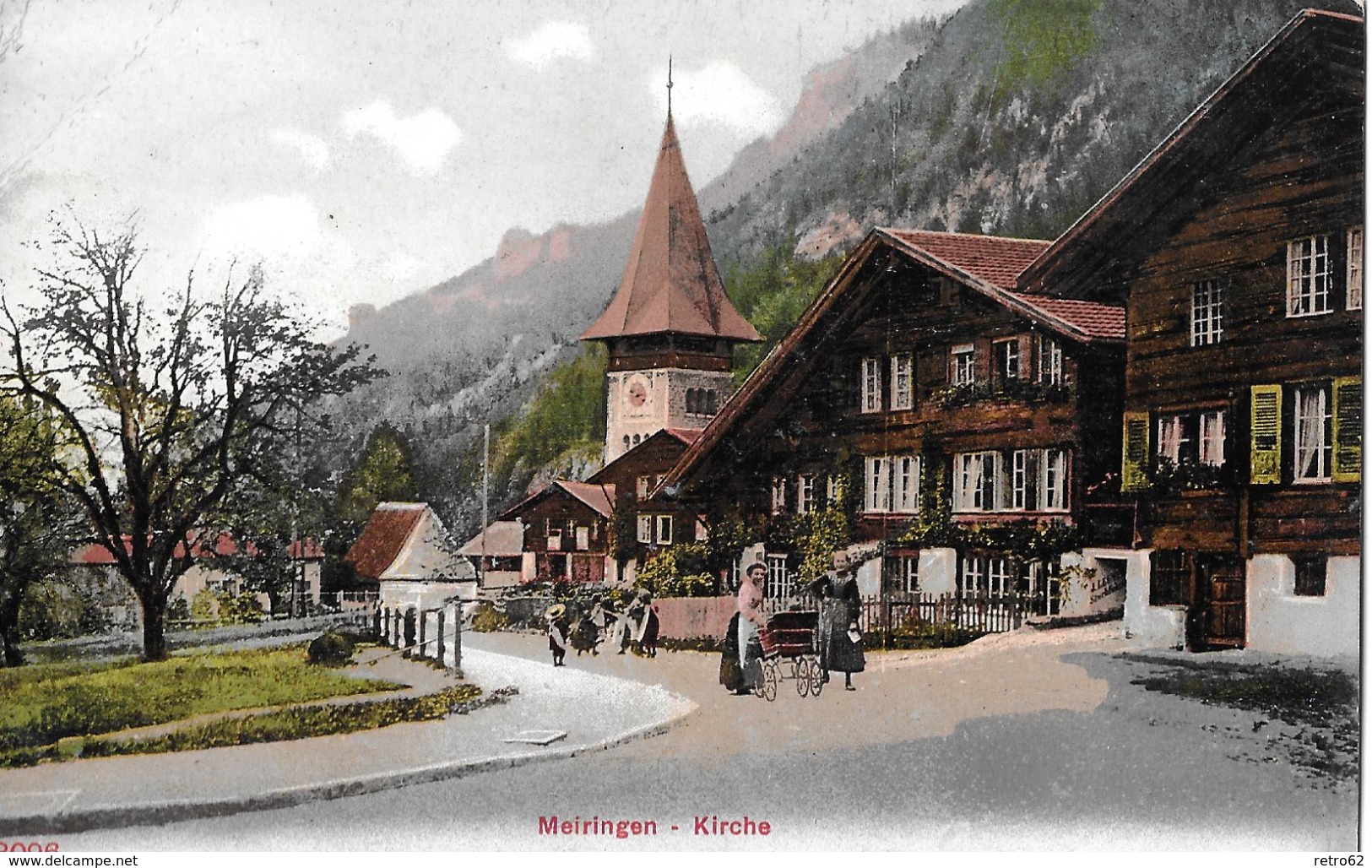 MEIRINGEN &rarr; Dorfpartie Bei Der Kirche, Belebte Szene, Ca.1910 - Meiringen