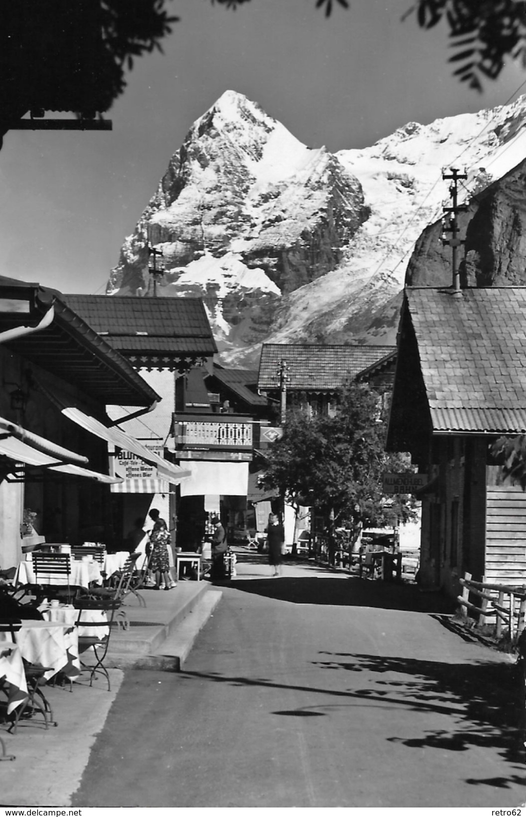 MÜRREN &rarr; Dorfstrasse Mit Touristen, Fotokarte Ca.1950 - Mürren