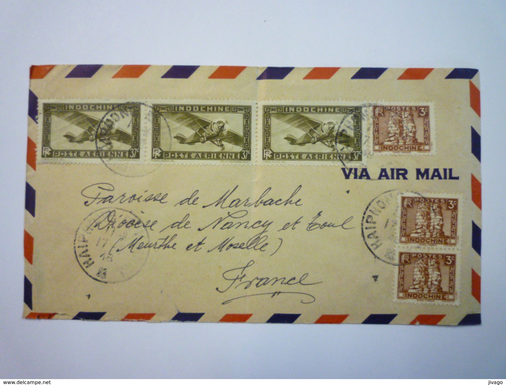 ENVELOPPE  Au Départ De  HAÏPHONG  à Destination De  MARBACHE   1948   - Other & Unclassified