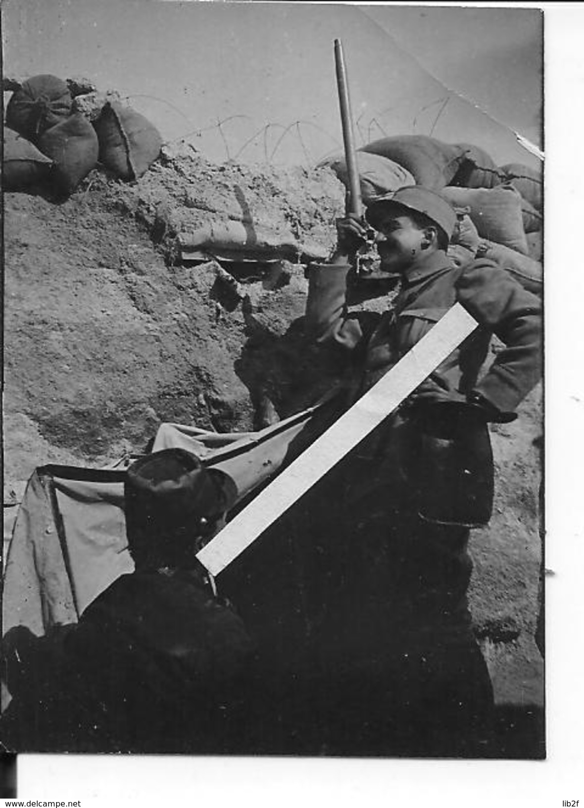 Officier Français En Poste D'observation Avec Périscope De Tranchée 1 Photo 1914-1918 14-18 Ww1 1wk - War, Military